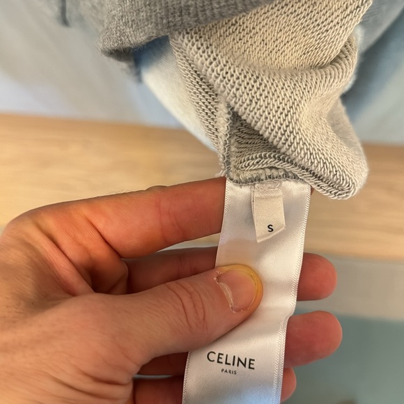 CELINE LOOSE HOODIE IN COTTON FLEECE Light Grey - Size S - Picture 4 of 6